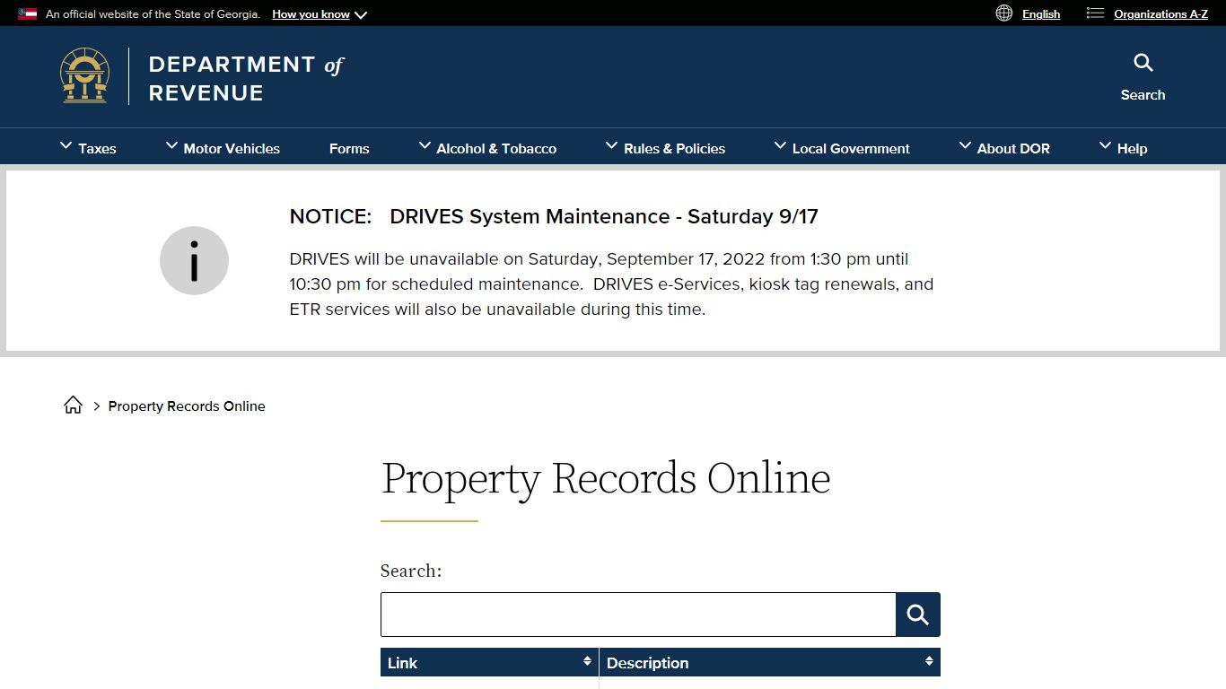 Property Records Online | Georgia Department of Revenue